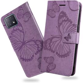 Kal-Coque Pour Oppo A73 5g / Oppo A72 5g / Oppo Reno 4z, Papillon Imprimé Housse En Cuir Pu Magnétique Portefeuille, Étui À Rabat Pour Oppo A73 5g / Oppo A72 5g / Oppo A92s / Oppo Reno 4z, Violet