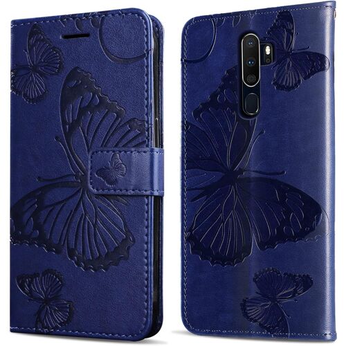 KAL-Coque Pour Oppo A9 2020 / Oppo A5 2020, Papillon Imprimé Housse En Cuir Pu Magnétique Portefeuille, Étui À Rabat Pour Oppo A9 2020 / Oppo A5 2020, Bleu