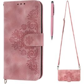 SUBZONAL-Coque avec Cordon pour Samsung Galaxy S22 Plus, Collier pour Étui en Cuir PU Portefeuille Coque avec Fente Carte, Magnétique und Flip Béquille Antichoc TPU Housse pour Samsung S22 Plus (Rose