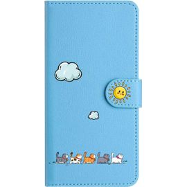 Kal-Protection Pour Samsung Galaxy S7(5.1") Coque Telephone Portable Protection Aimantée Portefeuille Coque Protection Pour Samsung Galaxy S7(5.1") Porte Carte Cordon Rabat Chat Bleu