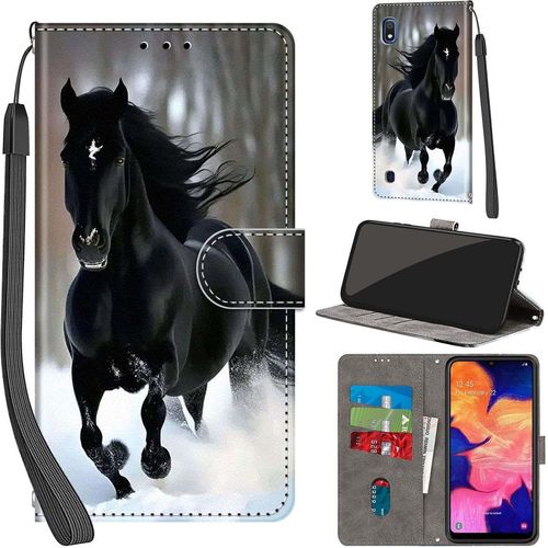Sjzg-Coque Pour Samsung Galaxy A10 / M10 Cover [Housse En Cuir Pu Premium] [Etui À Rabat] [Pochette De Portefeuille], Étui De Protection Pour Samsung A10,Neige