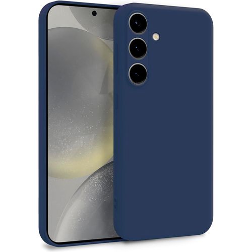 KAL-Coque Compatible Avec Samsung Galaxy S25 - Case Silicone Souple & Soft Avec Doublure Microfibre - Cover Tpu Protection Extra Fine & Légère Bleu Foncé