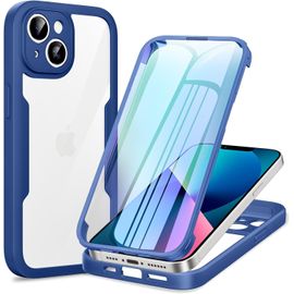 Coque Intégrale 360° Pour Iphone 13 Mini - Protection Écran Transparente, Silicone Tpu Anti-Chocs Et Anti-Rayures, Bleu