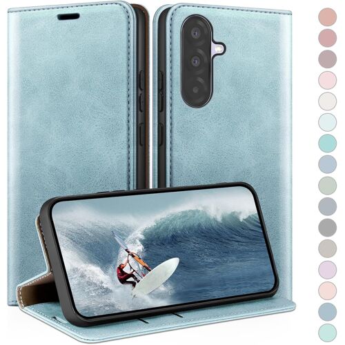 TZF-Coque pour Samsung Galaxy A56 avec RFID Blocage Etui à Rabat en Cuir de Premium,Fentes pour Cartes,Coques de Case,Cover à Rabat pour Samsung A56 Portefeuille Bleu Clair