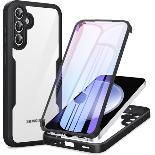 SJZG-360 Degrés Coque Pour Samsung Galaxy S23 Fe 5G Avec Transparent Protection D'Écran, Silicone Antichoc Écran Coque, Anti-Rayures Intégrale Étui Housse Pour Samsung S23 Fe, Noir