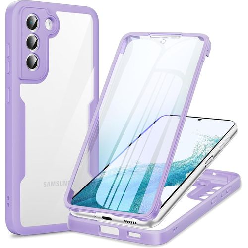 360 Degrés Coque Pour Samsung Galaxy S22 5g Avec Transparent Protection D'écran, Silicone Antichoc Écran Coque, Anti-Rayures Intégrale Étui Housse Pour Samsung S22, Violet