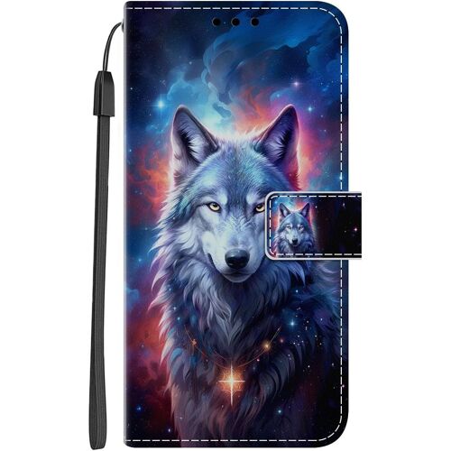 SUBZONAL-Coque pour Xiaomi Redmi Note 14 Pro 5G PU Cuir à Rabat Housse Étui avec Mignonne Motif Dessin Design, Antichoc Portefeuille Etui Flip Folio Case Cover pour Redmi Note 14 Pro 5G, Loup