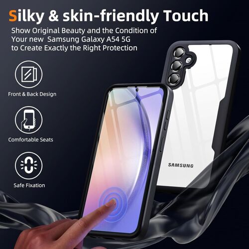KWEX-360 degr¿¿s Coque pour Samsung Galaxy A54 5G avec Transparent Protection d'¿¿cran, Silicone Antichoc ¿¿cran Coque, Anti-Rayures Int¿¿grale ¿¿tui Housse pour Samsung A54, Noir
