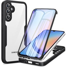 SJZG-360 Degrés Coque Pour Samsung Galaxy A34 5G Avec Transparent Protection D'Écran, Silicone Antichoc Écran Coque, Anti-Rayures Intégrale Étui Housse Pour Samsung A34, Noir