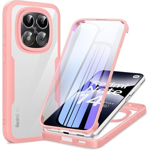 Sansh-360 Degrés Coque Pour Xiaomi Redmi Note 14 Pro 5g/Note 14 Pro Plus Avec Protection D'écran, Silicone Antichoc Anti-Rayures Intégrale Étui Housse Pour Redmi Note 14 Pro, Rose