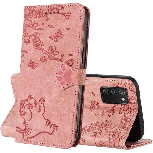 KAL-Coque Pour Samsung Galaxy A03S, Premium Étui Housse En Cuir Portefeuille Rabat Etui Cuir, Magnétique Protection Emplacements Cartes Fonction De Support Housse Pour Samsung A03S (Rose)