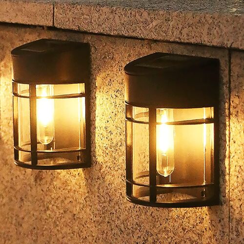 Lampe Solaire Exterieur Jardin, 2 Packs Lumiere Solaire Exterieur Avec Étanche, Rétro Led Applique Solaire Exterieur Décoration Pour Chemin, Terrasse, Patio, Clôture, Balcon [Blanc Chaud 3000k]