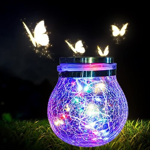 Lanterne Solaire Exterieur Jardin - Lumiere Solaire Exterieur Étanche Lampe - 30 Led Solaire Exterieur Jardin Décoratives Eclairage, Solaire Boule Verre Pour Intérieur Extérieur(Multicolore)