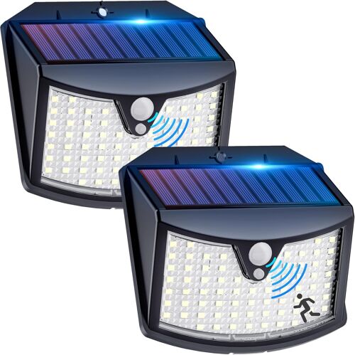 Lampe Solaire Extérieur Détecteur De Mouvement[2 Pack], 3 Modes Spot Solaire Exterieur Ip65 Etanche Lumiere Solaire Exterieur Eclairage Exterieur Solaire Pour Jardin, Garage, Patio