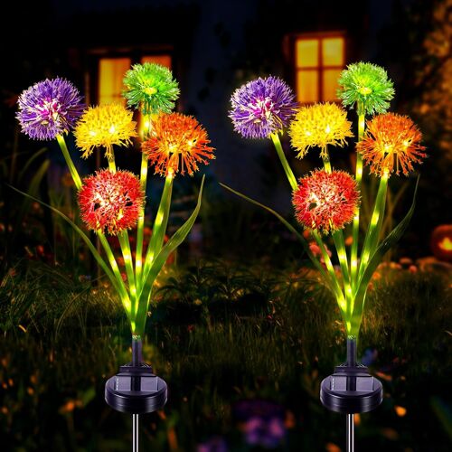 Lumière Solaire Jardin, 2 Pièces Fleur Pissenlit Lampe Solaire Extérieure 2 Modes Étanche Lampes Solaires Lumière Décoratives Pour Chemins Décoration De Jardin Patio, Mariage, Noël, Pelouse, Terrasse