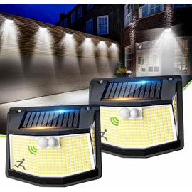 Lampe Solaire Exterieur Détecteur Mouvement 248 Led Solaire Lumiere Exterieur Ip65 Etanche Éclairage 270° Sécurité Sans Fil Lampe Mural Applique Exterieur Lot De 2