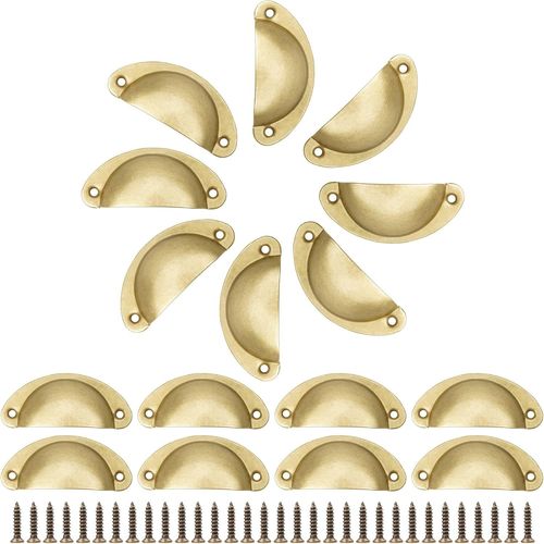Yujtg-Lot De 16 Poignées De Porte Rétro En Forme De Coquille De Fer En Laiton Antique Pour Meubles De Cuisine - Poignées De Porte En Métal Vintage Avec Vis