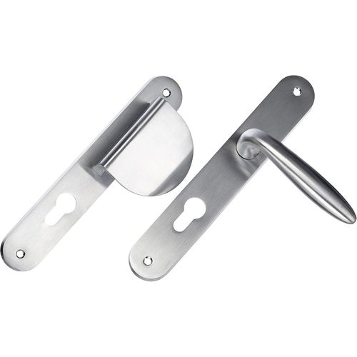 Esquisse 9984051 Ensemble Poignées Palière Zamak Béquille + Aileron Profil Européen (Sans Cylindre) Pour Porte D'Entrée,Argent