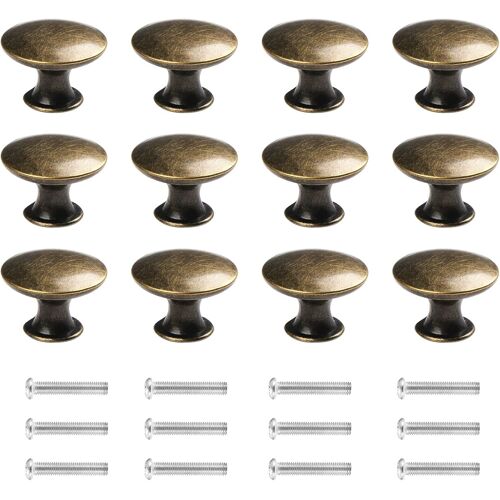 Boutons de Porte,Boutons de Tiroir,Bouton de Meuble, Rond Boutons d'armoire,Boutons de laiton antique, Vintage Chic Poignées, Boutons de Placard pour Cuisine Chambre (12, Bronze)