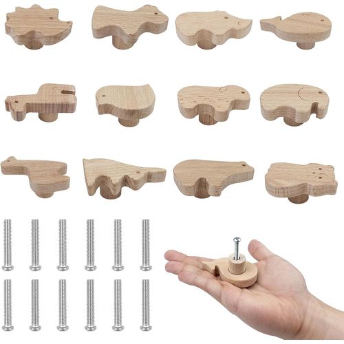 Tianyi-Poignée Meuble(12pcs), Bouton Tiroir Cuisine Bois De Forme Mignonne Pour Placards, Poignee Poignet Commode Tirettes Bebe, Porte D'armoire Boutonsde Meubles Et Poignées Pour Mobilier Bébé
