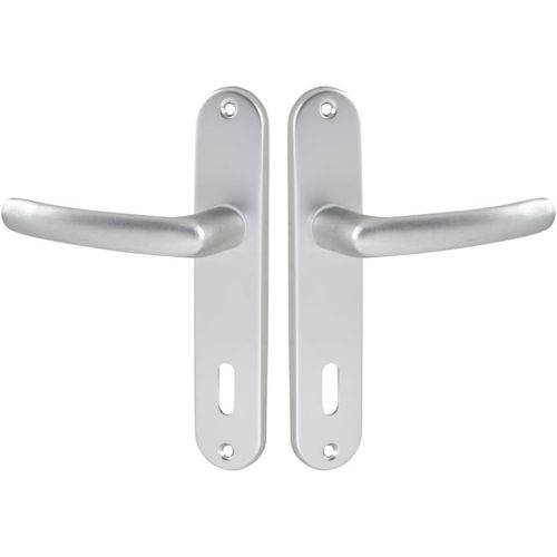ASFASFq-Set de Poignée de Porte sur Petite Plaque - Version Clé L, Porte de Chambre, Bureau - Entraxe 165 mm - Système de Pose Facile - Aluminium Résistant - Finition Argent - Garantie 2 Ans