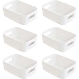 Shiliu-Ensemble De 6 Panier De Rangement En Plastique, Empilables Avec Anse Pour Placards Maison Cuisine Bureau Jardin, 21 X 14 X 7[