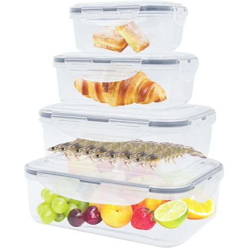 Kalanka-8 Pièces Boite Conservation Alimentaire (4 Conteneurs + 4 Couvercles), Réutilisables Boîtes Alimentaires Plastique Hermétiques, Sans Bpa, Étanche, Adaptés Au Micro-Ondes Et Au Congélateur