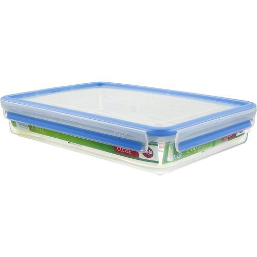 Ulteronixshop-Emsa 508545 Boîte Alimentaire Rectangulaire Avec Couvercle, 2.6 Litres, Transparent/Bleu, Clip & Close