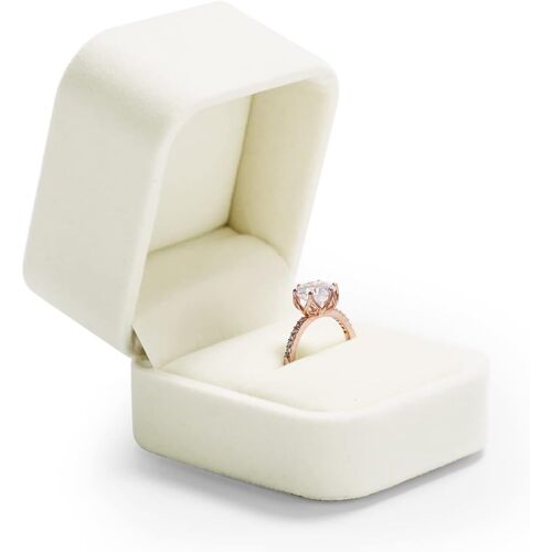 Jexnovashop-Blanc Velours Boite Bague,Boite A Bijoux,Ecrin Bague,Ring Box Pour Fiancaille Mariage Proposition Anniversaire Saint Valentin