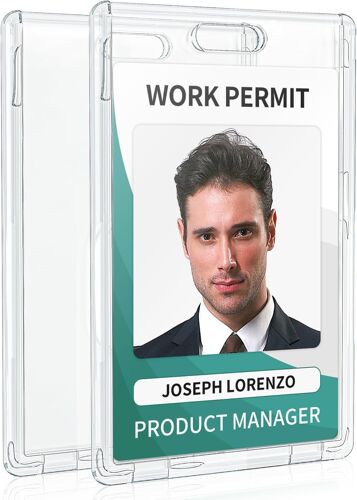 Porte Badge À Verrouillage Permanent Pour Les Cartes Moins Fréquemment Utilisées Etui Vertical En Plastique Rigide Transparent Pour Le Bureau L'école Cartes D'identité De Crédit, 2 Pièces
