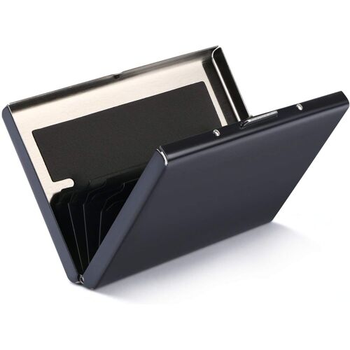 Porte-Carte de Crédit Etui de Carte de Visite Slim Métal de Blocage RFID, 6 Slots pour Vos Cartes de Crédit pour Hommes et Femmes (Noir 1PCS)