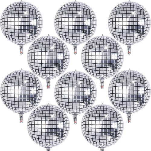 Ballon Argenté Boule Disco, 10 Decoration Anniversaire Boules À Facettes Ballon Helium Anniversaire Annee 70 80 90 Fete Rétro Dance Mariage Anniversaire Accessoires Disco Deco Carnaval