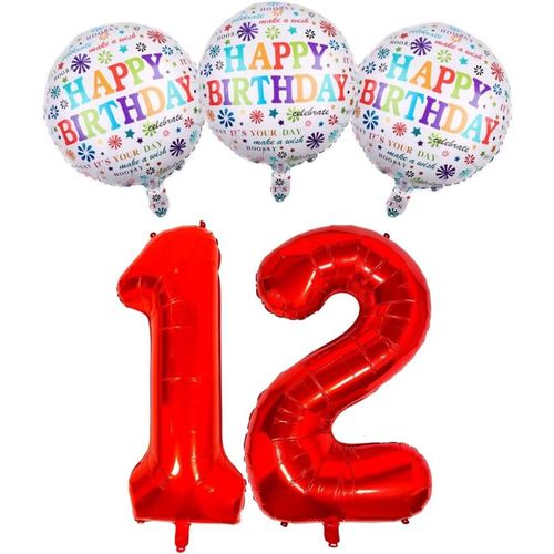 Décoration Anniversaire 12 Ans - Chiffre 12 Rouge