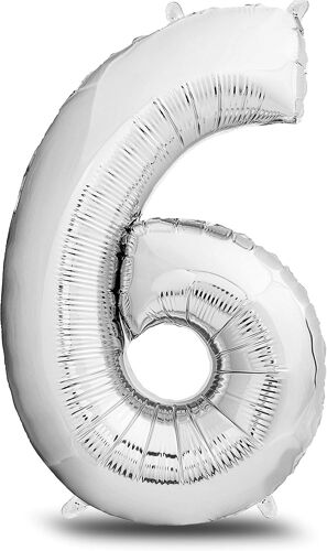 Birthday Balloon 6 Years Silver \ 101 Cm Number Balloon \ Decoration Kit For Boys And Girls \ Happy Birthday Decoration \ Happy Birthday Balloon \ Flies Thanks To Helium