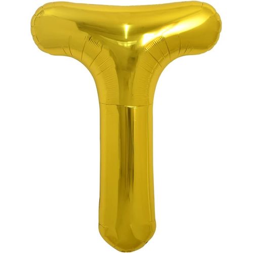 Grand Ballon En Forme De Lettre T Dorée De 101,6 Cm En Aluminium Mylar Pour Décoration De Fête D'Anniversaire, Anniversaire De Mariage