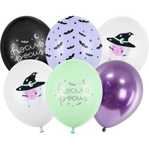 6 Ballons En Latex Sorcière Halloween 30 Cm - Multicolore - Taille Unique