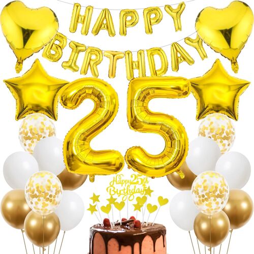 25Th Birthday Decoration Gold ¿ Cake Man Woman ¿ Party 25 Years