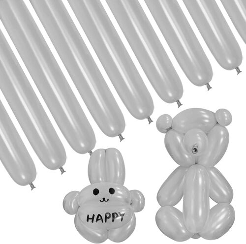 Lot De 100 Ballons Longs Argentés Pour Modélisation, Animaux Argentés Torsadés 260Q, Ballons Magiques Pour Anniversaire, Mariage, Fête, Fournitures De Décoration.