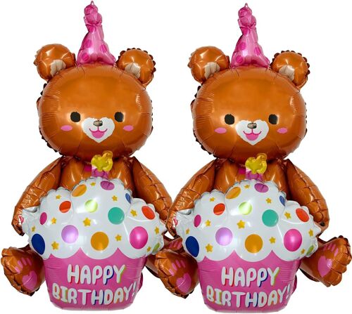 2 Pack Teddy Bear Balloons Happy Birthday Decoration Baby Shower Birthday Decorations For Kids Boys Girls Birthday Decorations Brown