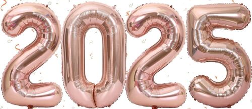 2024 New Year Decoration, Balloons 2024 Rose Gold Happy New Year Decoration, Gold Deco Party New Year 2024, Inflatable Helium Balloon Number 2024 For New Year Party Decoration