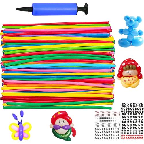 CAUC-100 Pièces Sculpture Ballon, Ballon Magique, avec Pompe + 2 Autocollant, 260Q Longs Ballons, Ballons Modelisation, Ballon Modèle, Ballon a Forme pour Anniversaire des Enfants, Mariage et Fête