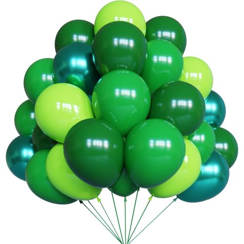 TEPPC-Lot de 67 ballons en latex pour la Saint-Patrick, fête prénatale, décoration de fête d'anniversaire dans la jungle - 30,5 cm - vert métallisé, vert foncé, vert citron