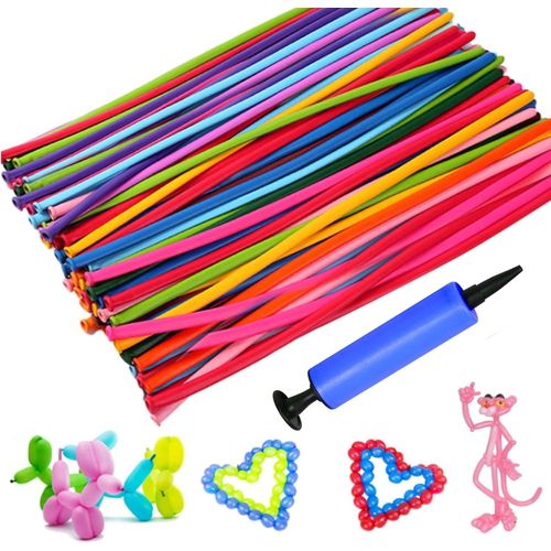 200 Pièces Magiques Ballons En Latex, Ballon Sculpture Avec Grande Pompe, Sculture De Ballon, Ballon De Baudruche À Modeler Multicolores Pour Anniversaire Des Enfants, Mariage Et Fête