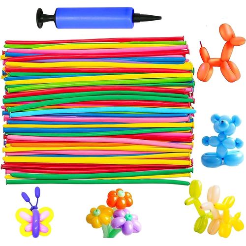 CAUC-100 Pièces Ballon Magique, Avec Pompe, Sculpture Ballon, Ballons Modelisation, Ballons a Forme pour Anniversaire des Enfants, Mariage et Fête