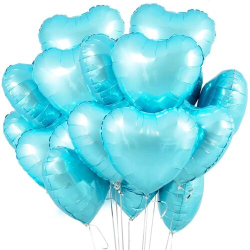 SJZG-Ballon Coeur Bleu Clair 20 Pcs, Baudruche En Forme De Coeur, Ballons De Fleuret, Ballon Helium Coeur Pour Anniversaire, Mariage, Saint Valentin, Décoration De Fête De Noël