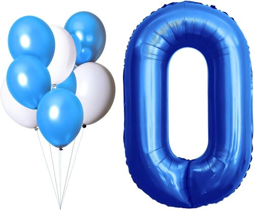 Lac Balloon Number 0 Birthday Decoration \ 5 Blue Balloons And 3 White Balloons \ Helium Balloon Baby Christening