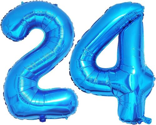 40 Pouces Foil Ballons Chiffre 24/42 Bleu (101Cm), Gonflable Hélium Ou Air, Géant Numéro 0-9, 10-29, 30-100, Grand Ballons Pour Mariage, Décoration De Fête D'Anniversaire