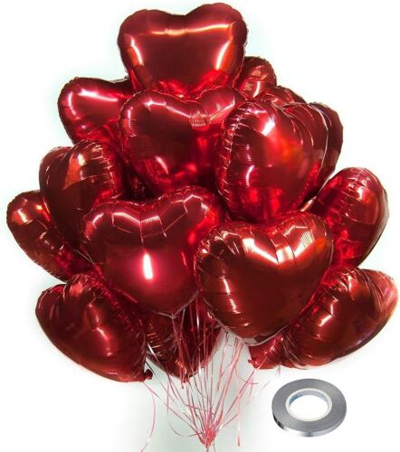 Ballon 25 Pièces 18 Pouces Baudruche En Forme De Coeur Rouge Pour La Décoration De L`Engagement De Mariage Anniversaire La Saint-Valentin Décoration Soirée Mariage
