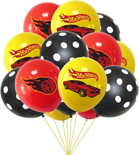 15 Pièces Voiture De Course Ballons De Fête,12 Pouces Voiture De Course Ballons Latex Imprimés,Rouge Noir Jaune Ballons De Voiture De Course De Fête,Décoration De Ballon Voiture De Course Pour