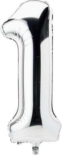 Party - 53821 - Giant Balloon - Number 1 - 86 Cm - Silver